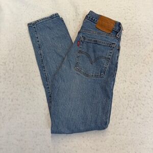 Levi's 501 Skinny Jeans Womens 24 Blue High Rise Button Fly Distressed